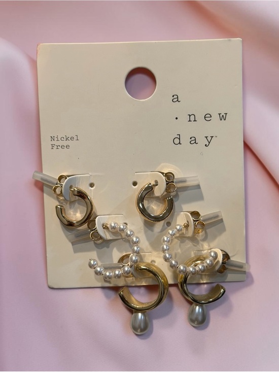 a new day Jewelry - a new day Gold Hoop & Pearl Drop Earring Set